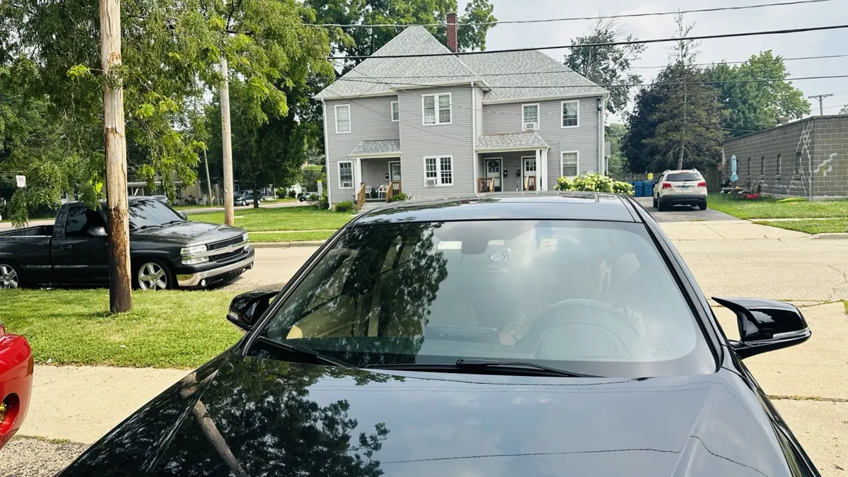 Exterior view of a black BMW.