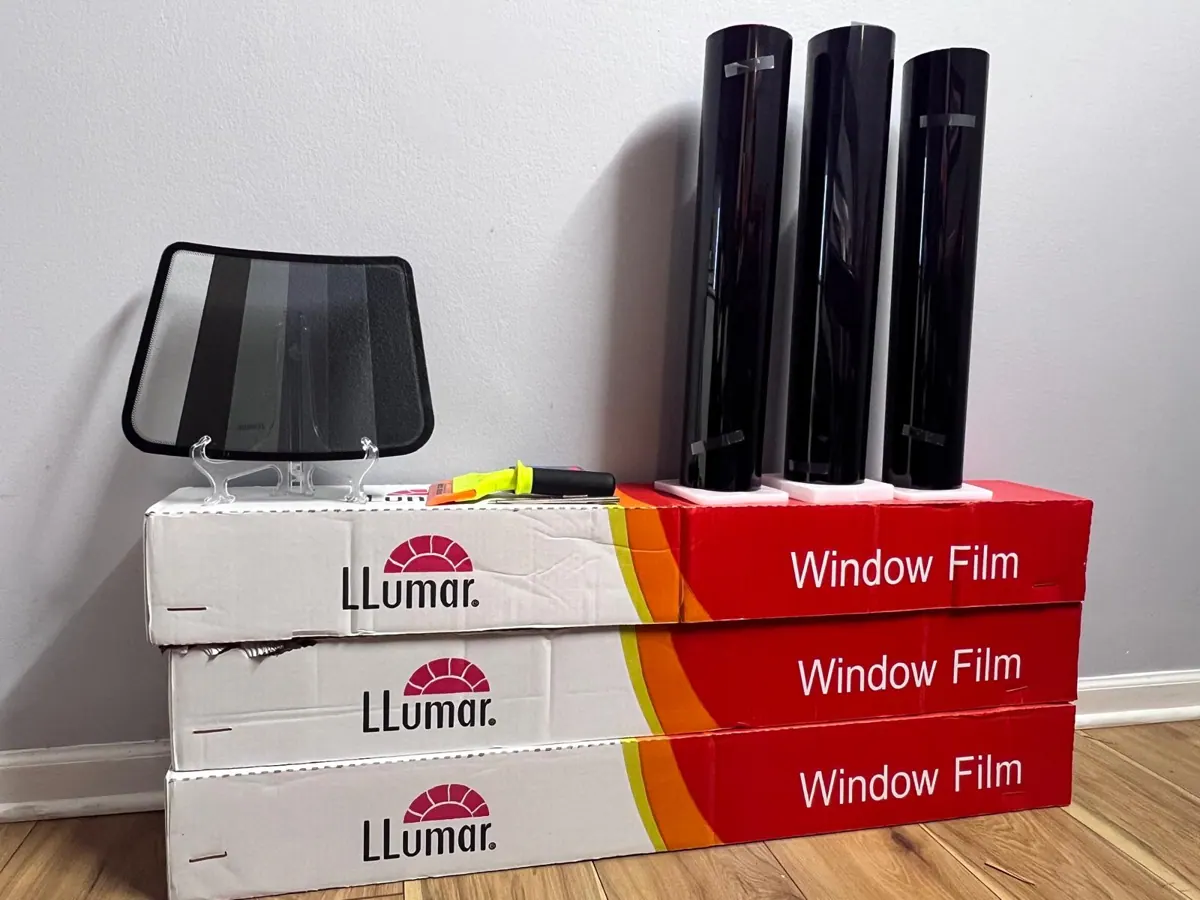 Window film installation at a home.